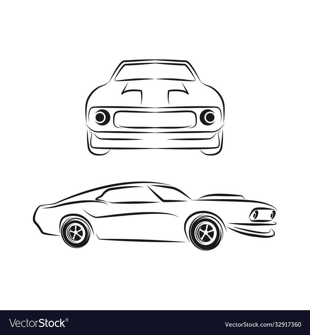 Muscle car silhouette on white background