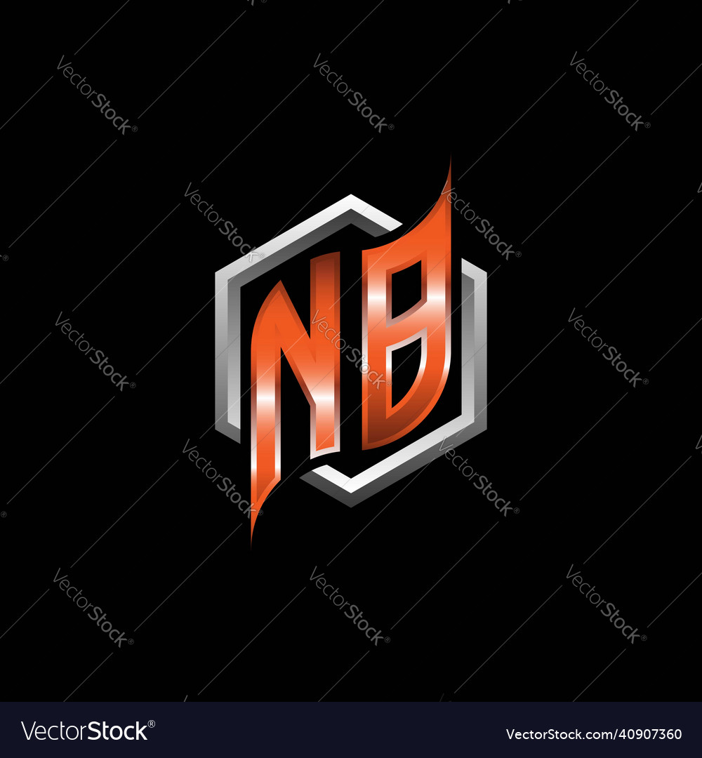 Nb monogram geometric orange with hexagonal