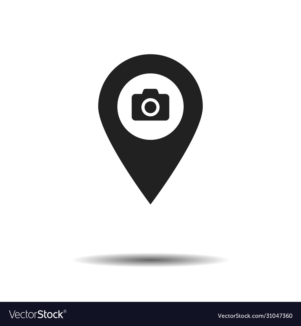 Pointer camera isolated with shadow sign vector image Pointer camera isolated with shadow sign