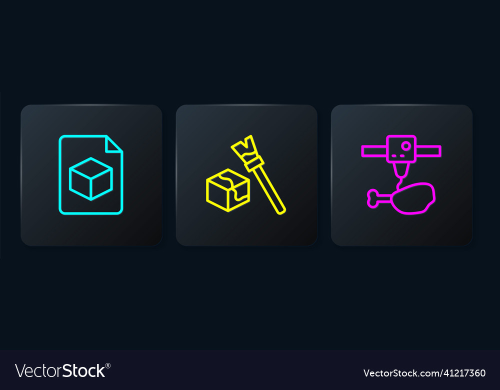 Set line isometric cube file 3d printer chicken Vector Image Set line isometric cube file 3d printer chicken