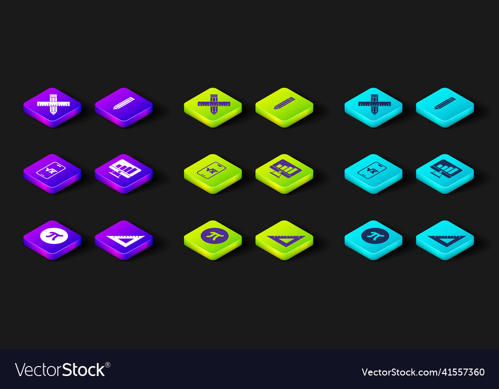 Set pi symbol triangular ruler square root of x vector image Set pi symbol triangular ruler square root of x