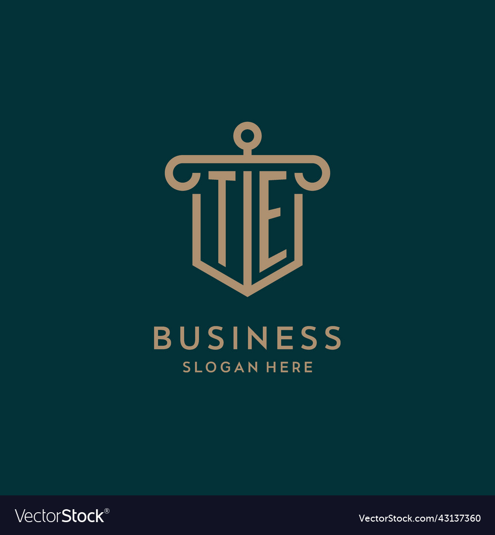 Te monogram initial logo design with shield
