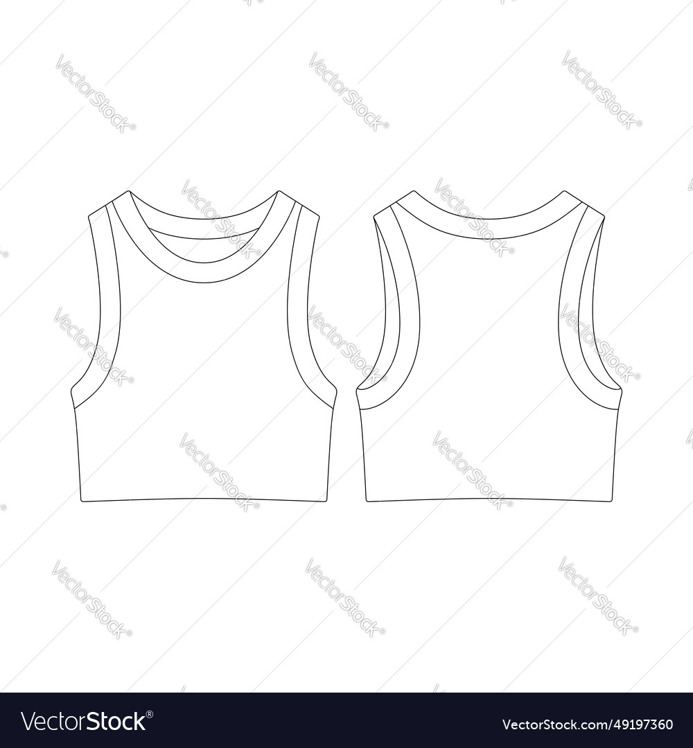 Template high neck sports bra flat design outline