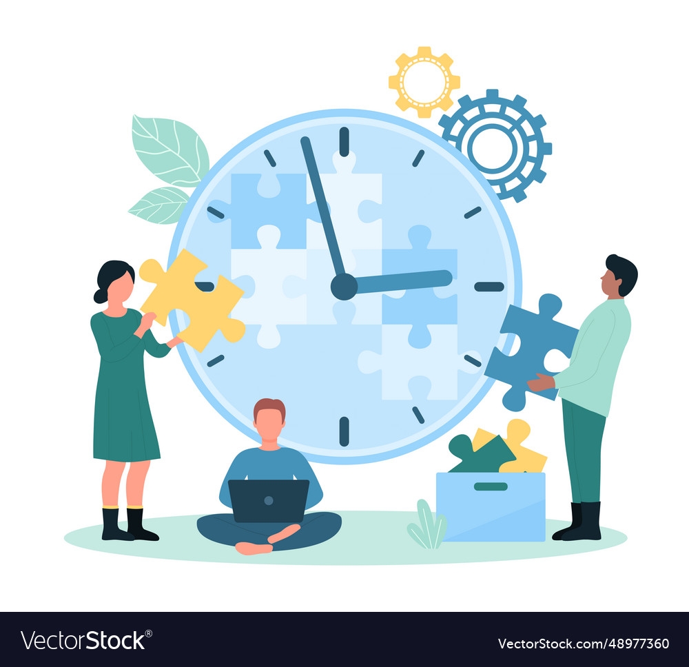 Time management and effective teamwork tiny vector image Time management and effective teamwork tiny