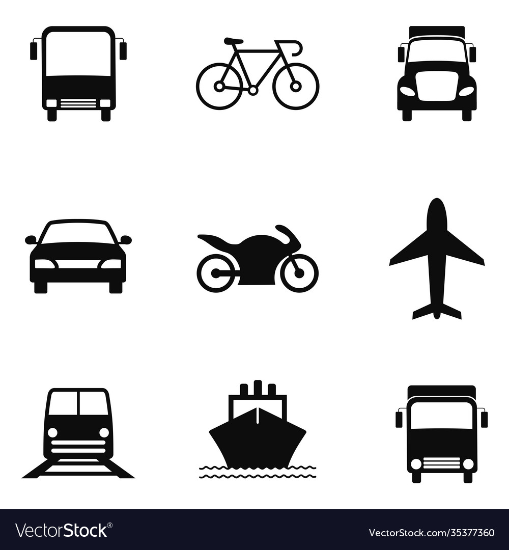 Transportation icons collection airplane public