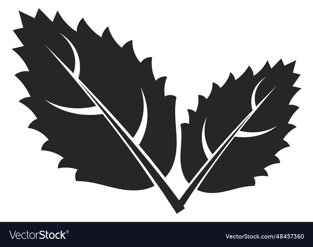 Tree leaves black icon plant symbol forest sign Vector Image