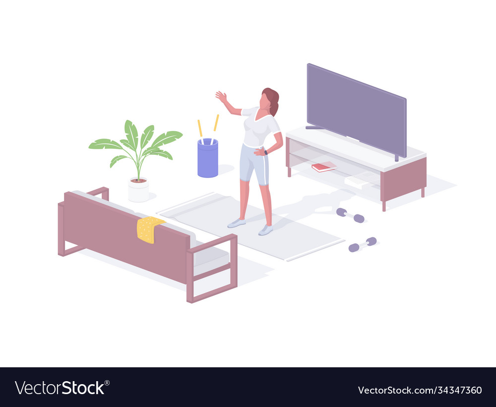 Woman doing fitness at home isometric