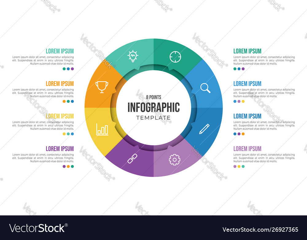 8 points circular infographic element template Vector Image