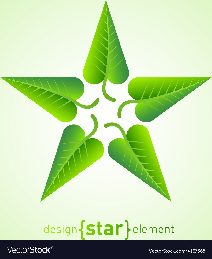 Abstract design element star with green spring