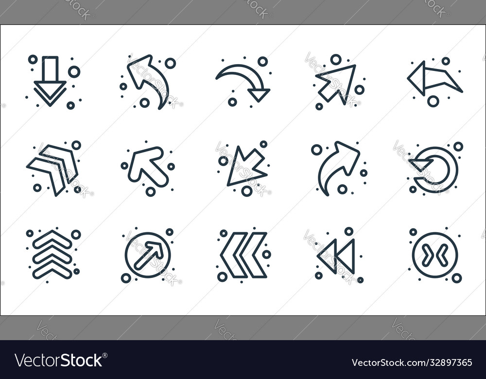 Arrows line icons linear set quality