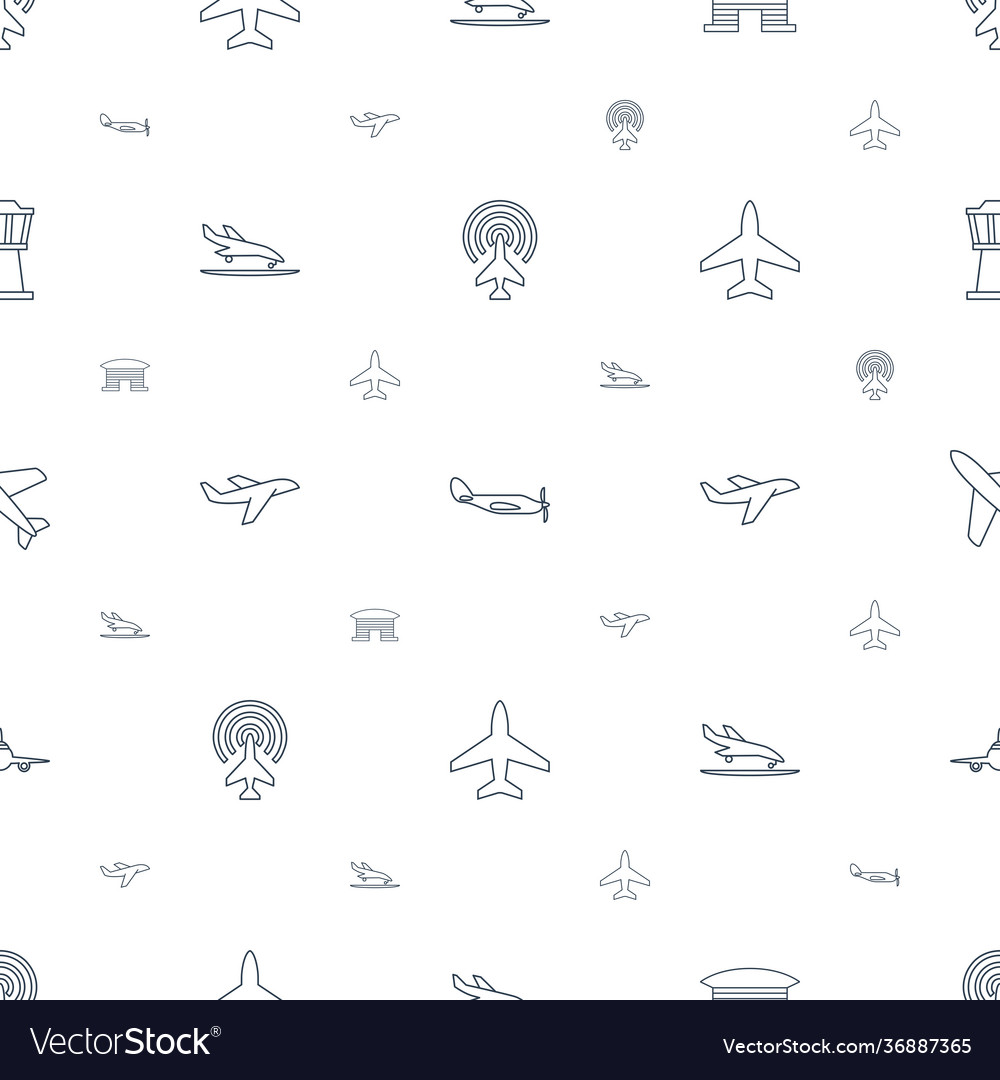 Aviation icons pattern seamless white background