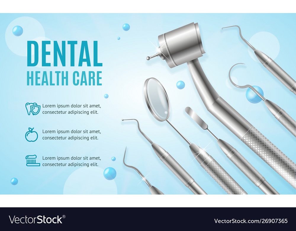 Dental Health Care Concept Banner Horizontal With Vector Image