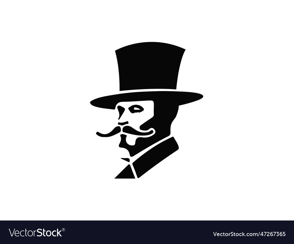 Gentleman With Mustache Silhouette Classic Logo Vector Image