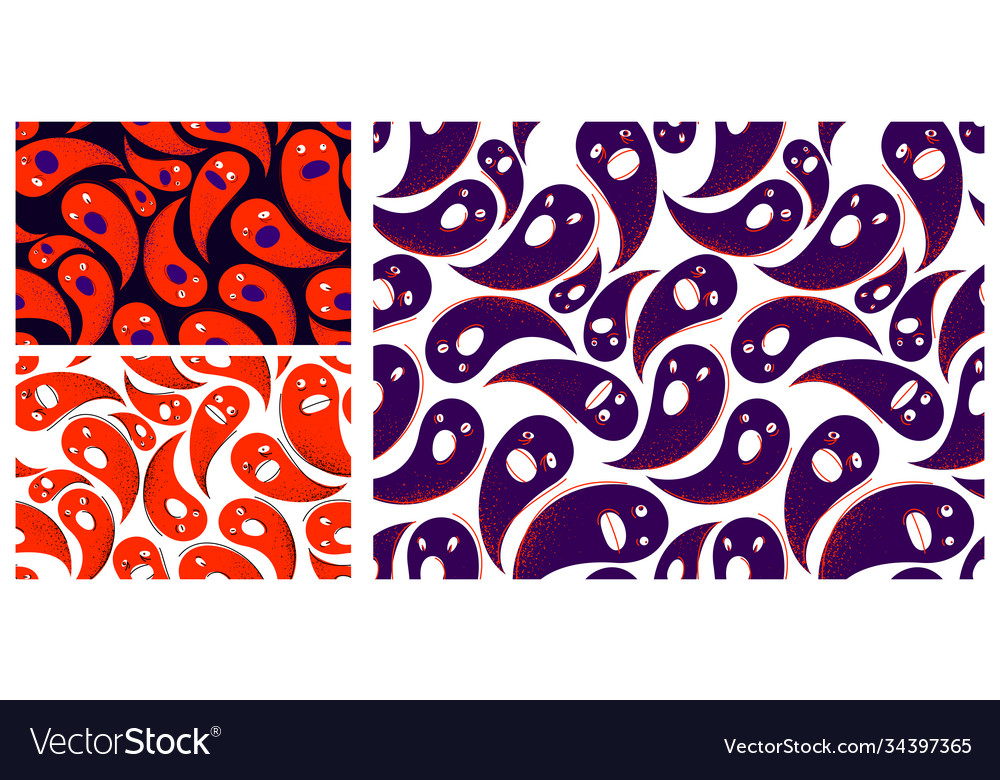 Ghosts seamless textile pattern set endless vector image Ghosts seamless textile pattern set endless