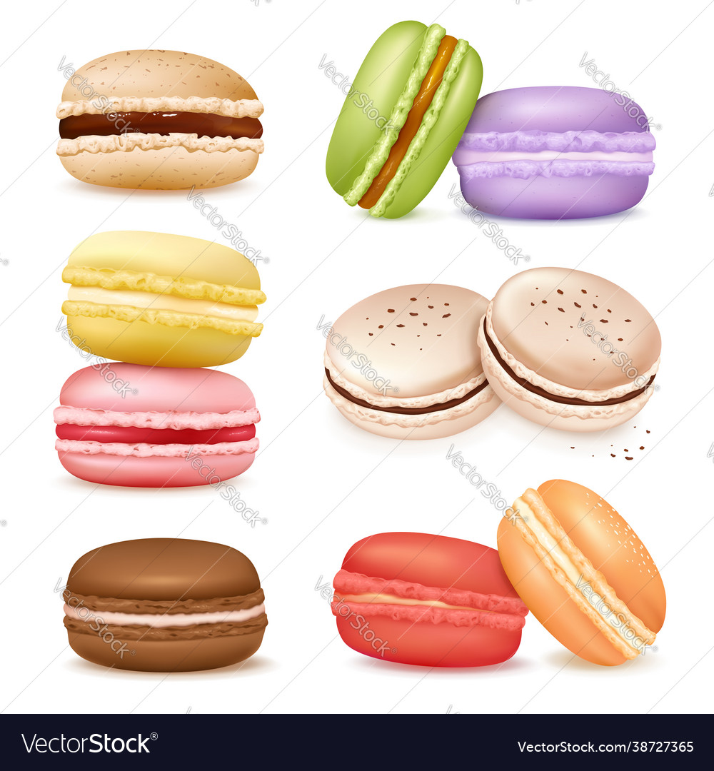 Isolated macaroon goods set Royalty Free Vector Image