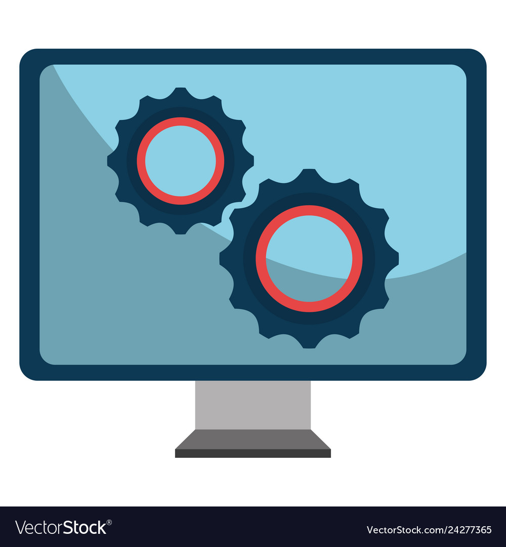 Monitor computer with gears vector image Monitor computer with gears