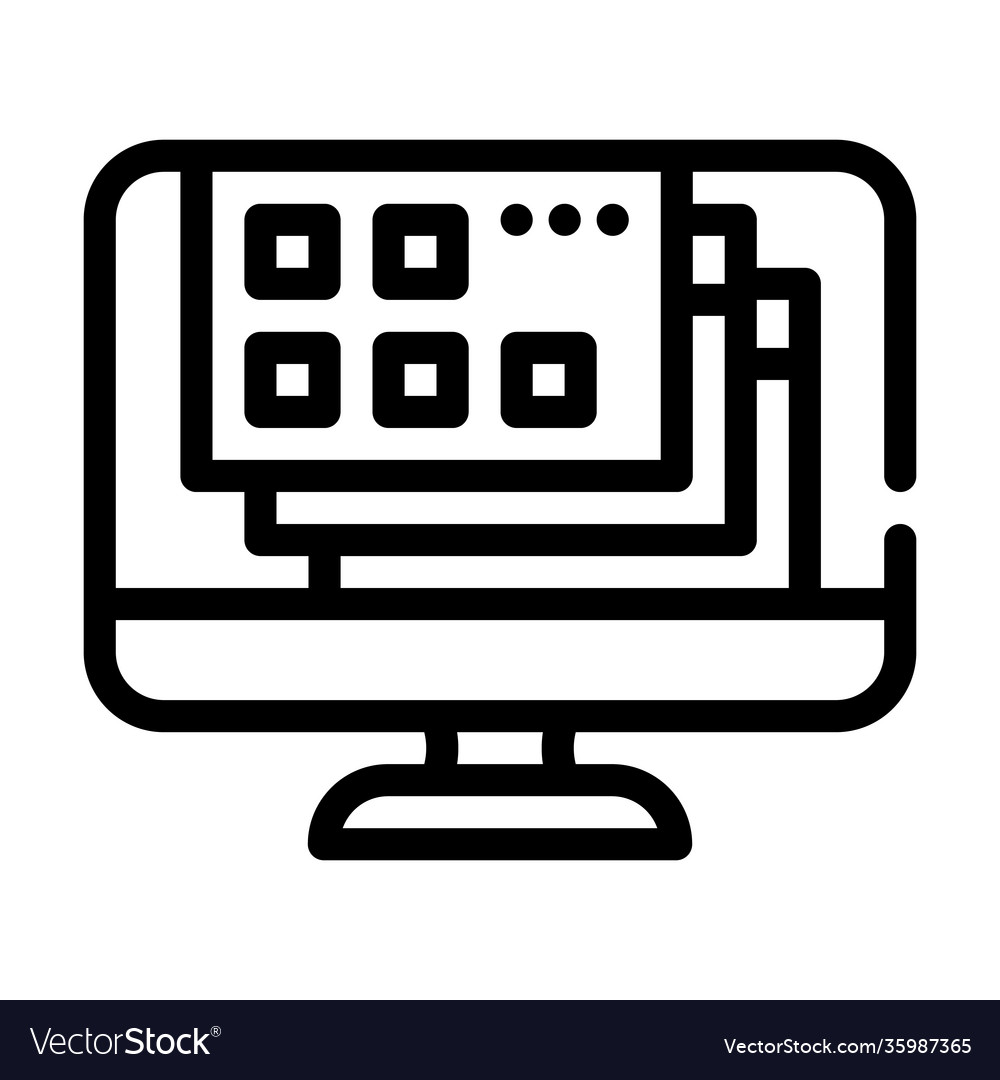 Opened windows operating system line icon Vector Image Opened windows operating system line icon