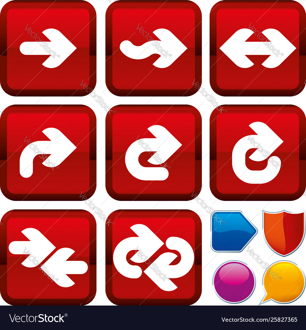 Set arrow icons on square buttons geometric