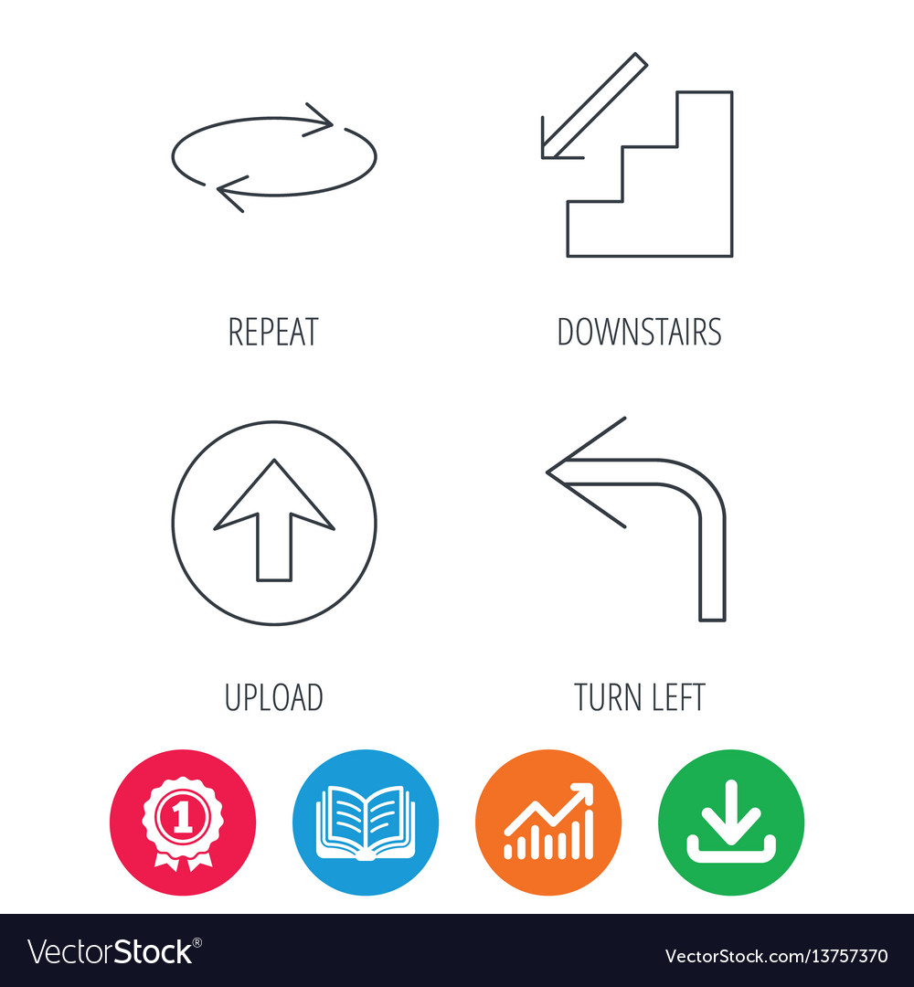 Arrows icons upload repeat linear signs vector image Arrows icons upload repeat linear signs