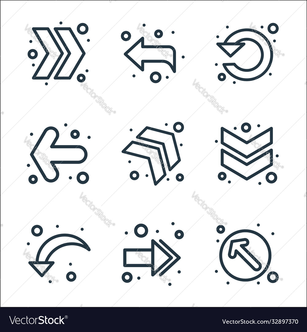 Arrows line icons linear set quality