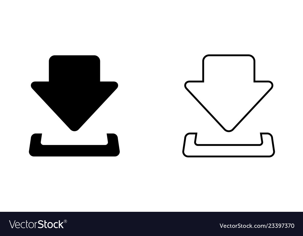 Black download icon in flat and line design Vector Image