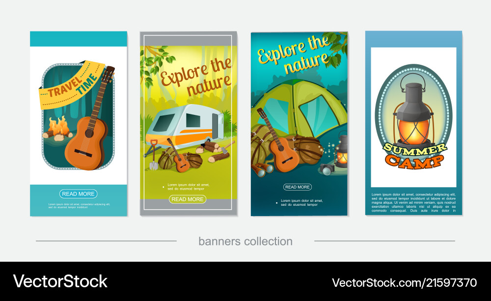 Cartoon Colorful Camping Vertical Banners Vector Image