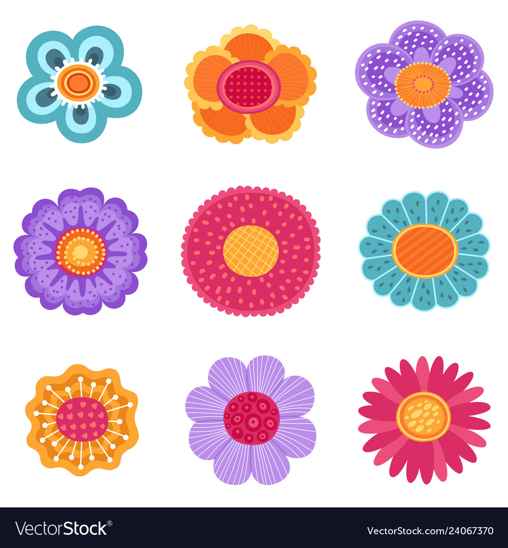 Collection of spring flower icons Royalty Free Vector Image