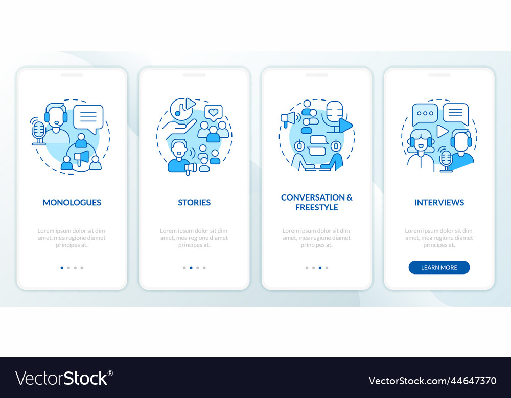 Gemeinsame Podcast-Formate blau Onboarding mobile app