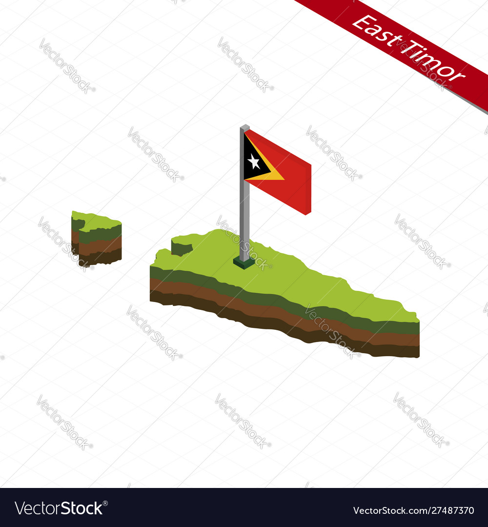 East timor isometric map and flag