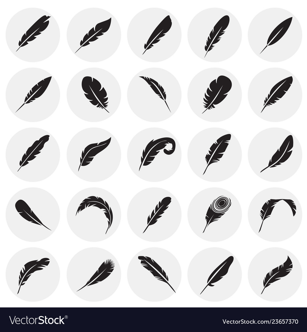 Feather icons set on circles background vector image Feather icons set on circles background