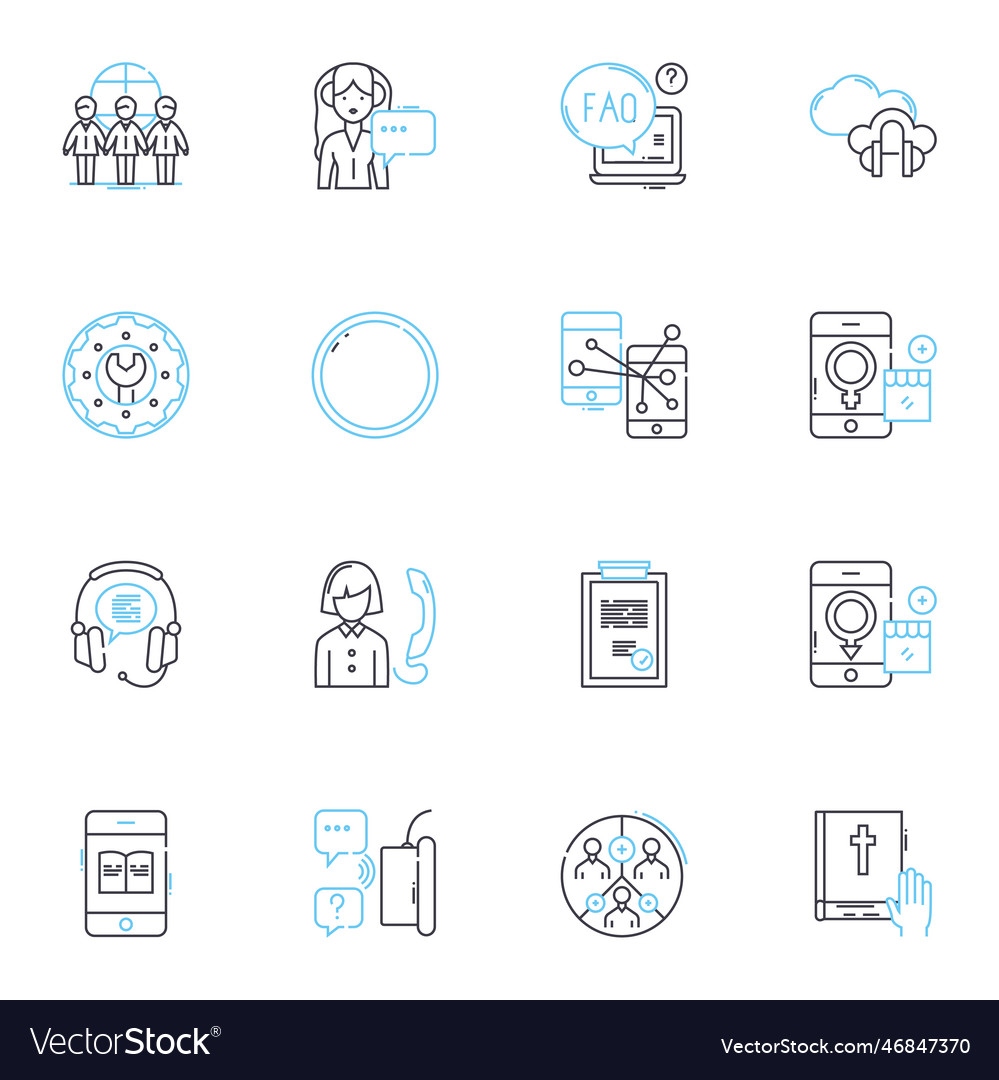 Help center linear icons set support assistance