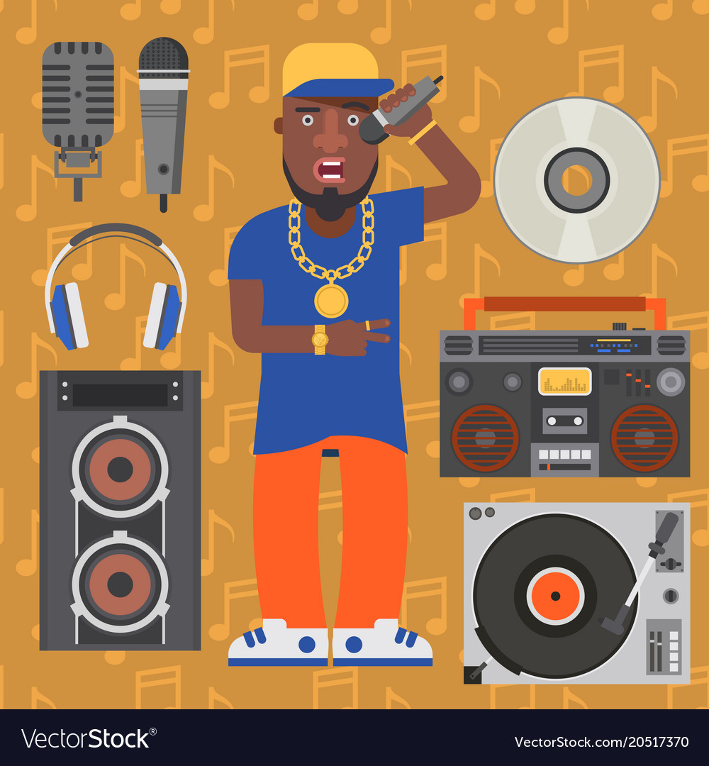 Hip hop man accessory musician accessories Vector Image