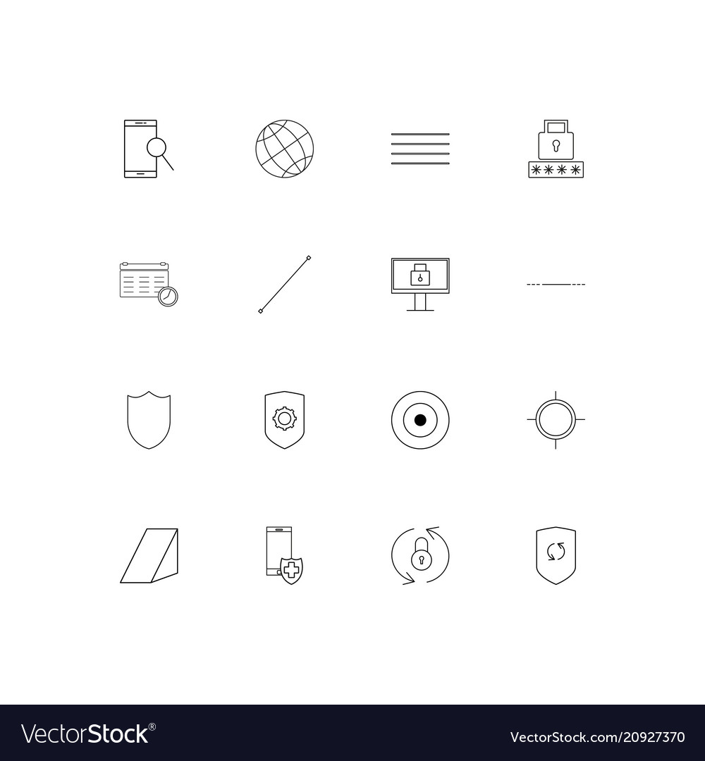 Internet security linear thin icons set outlined