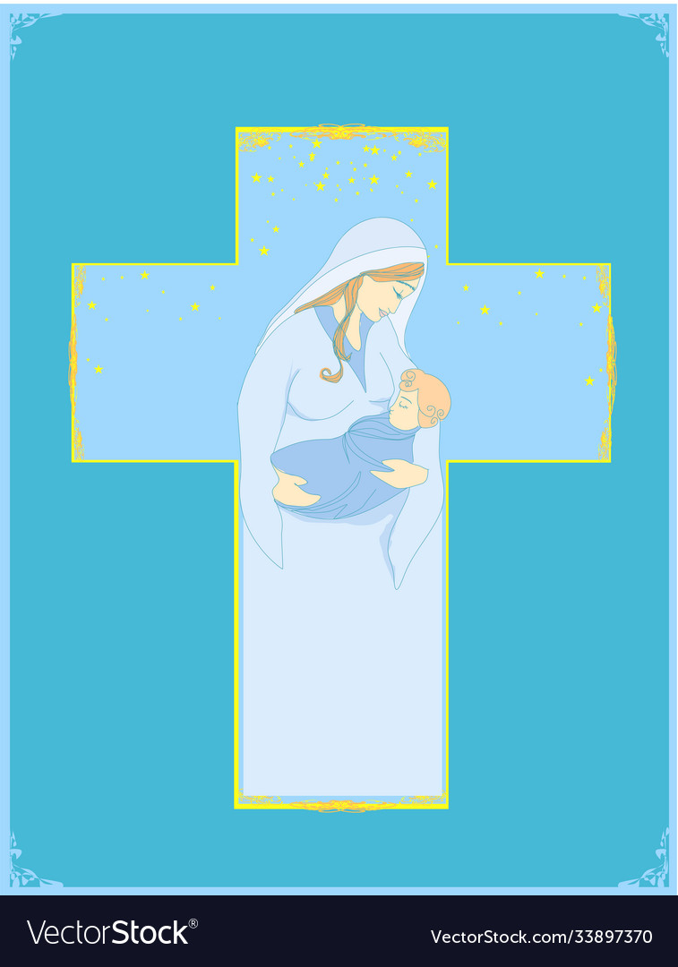 Madonna and child jesus - abstract religious card vector image Madonna and child jesus - abstract religious card