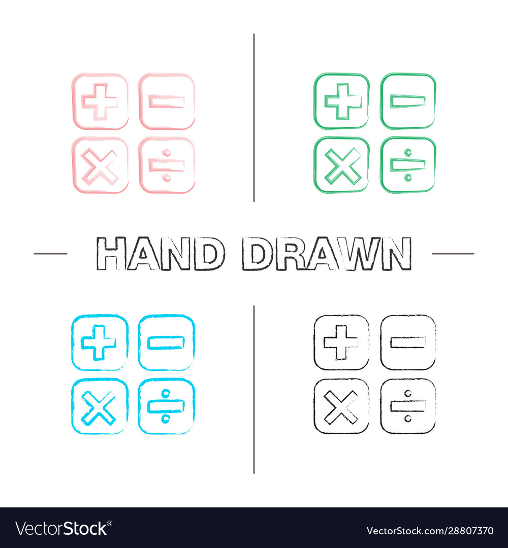 Maths symbols hand drawn icons set