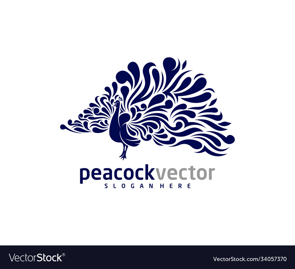 Peacock logo design template bird Royalty Free Vector Image