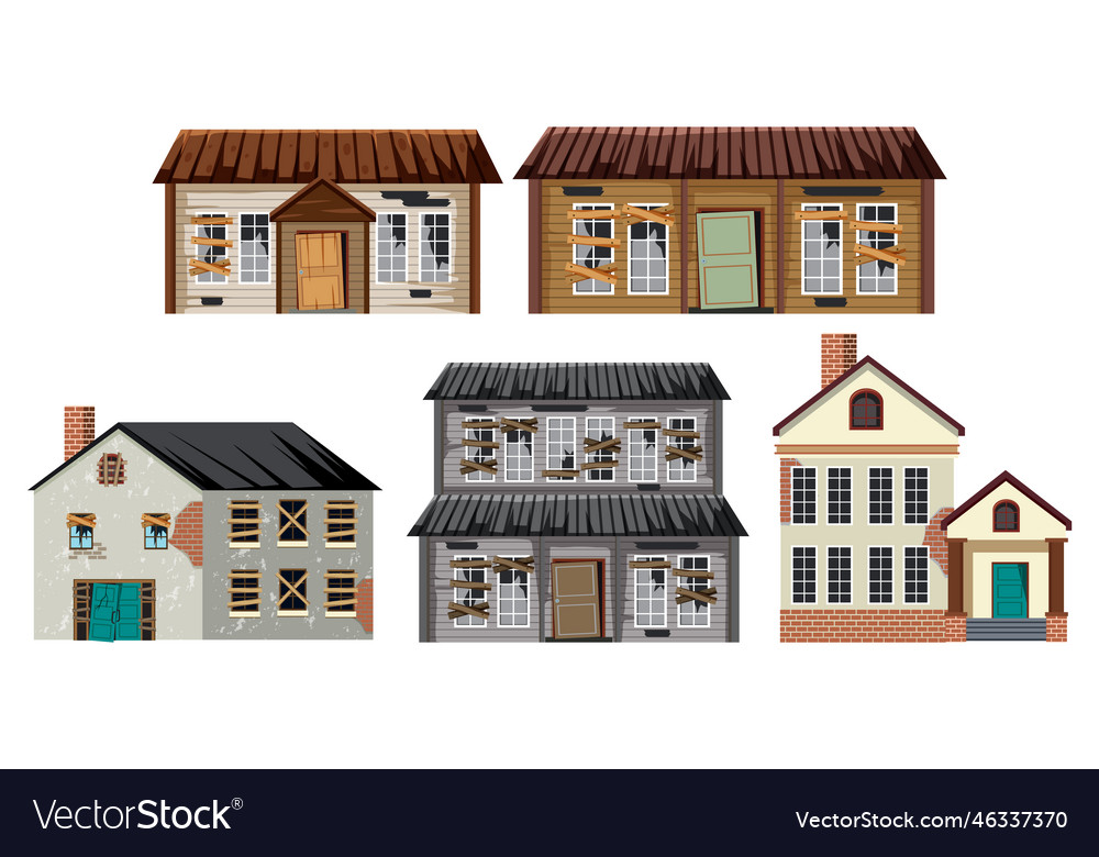 Set of old abandoned house