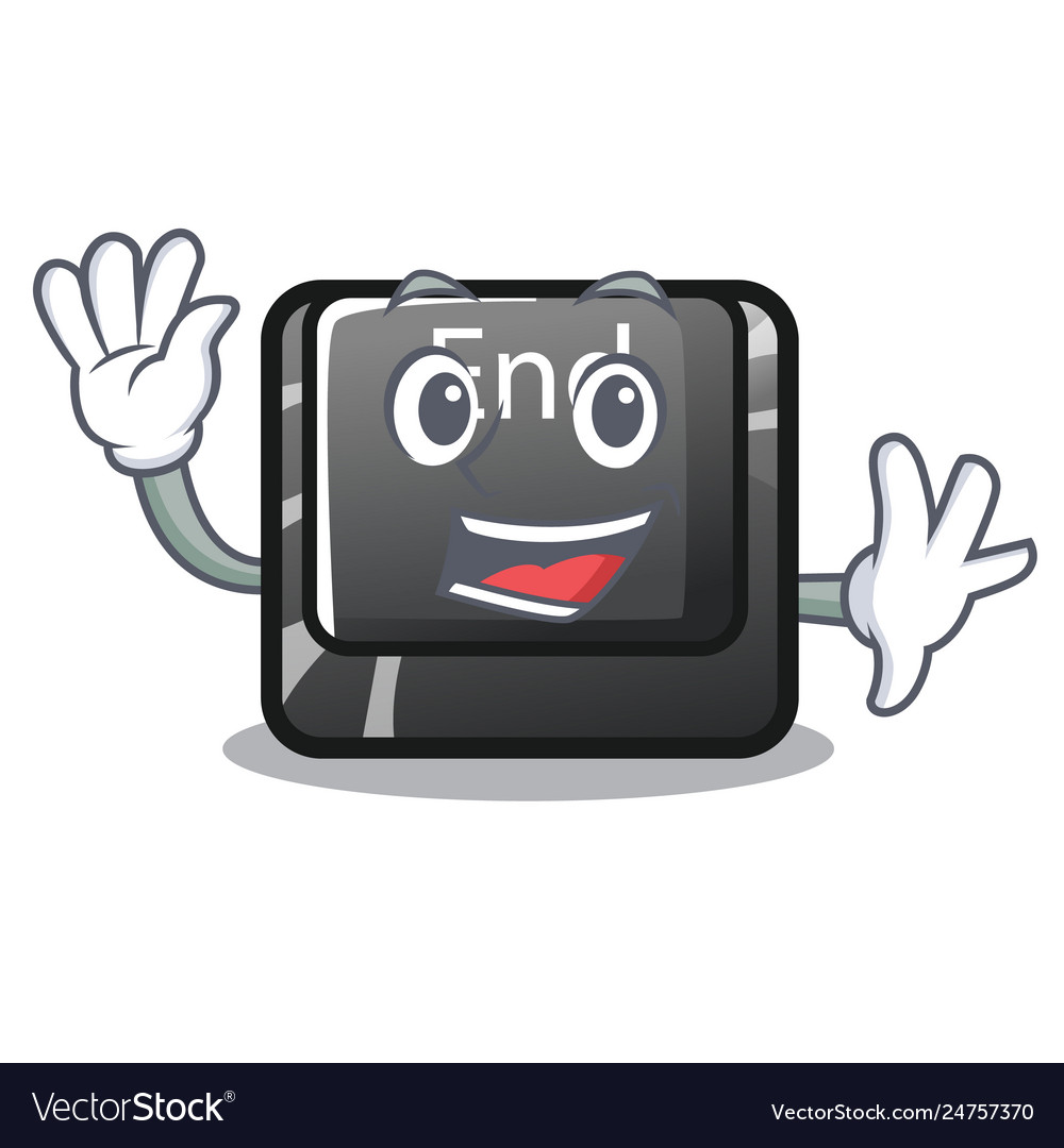 Waving button end in shape character vector image Waving button end in shape character