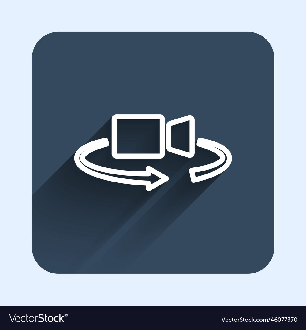 White line 360 degree view icon isolated with long