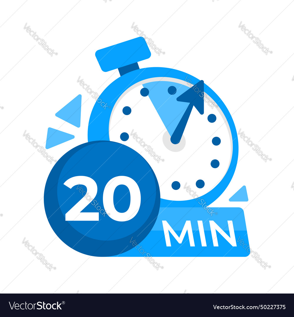 20 minutes timer stopwatch icon min clock vector image 20 minutes timer stopwatch icon min clock