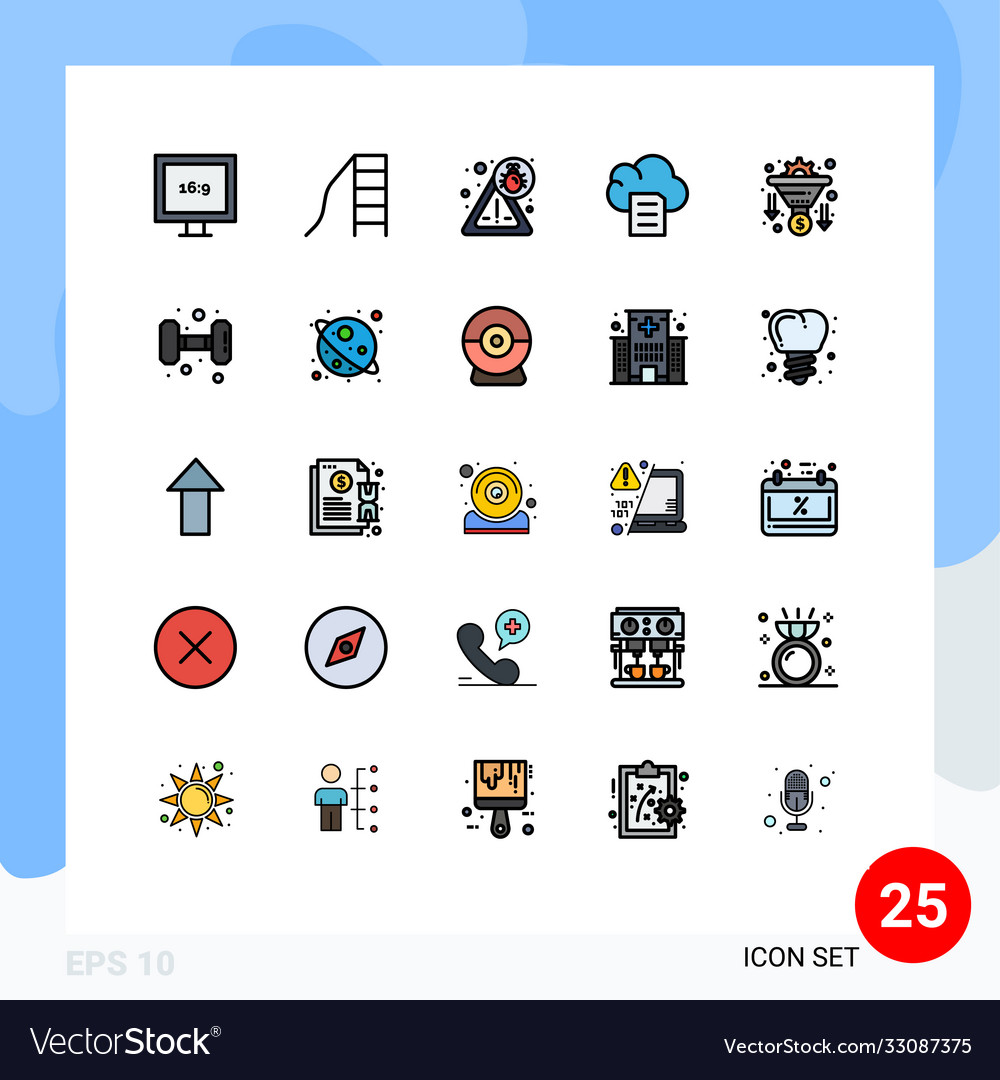 25 user interface filled line flat color pack