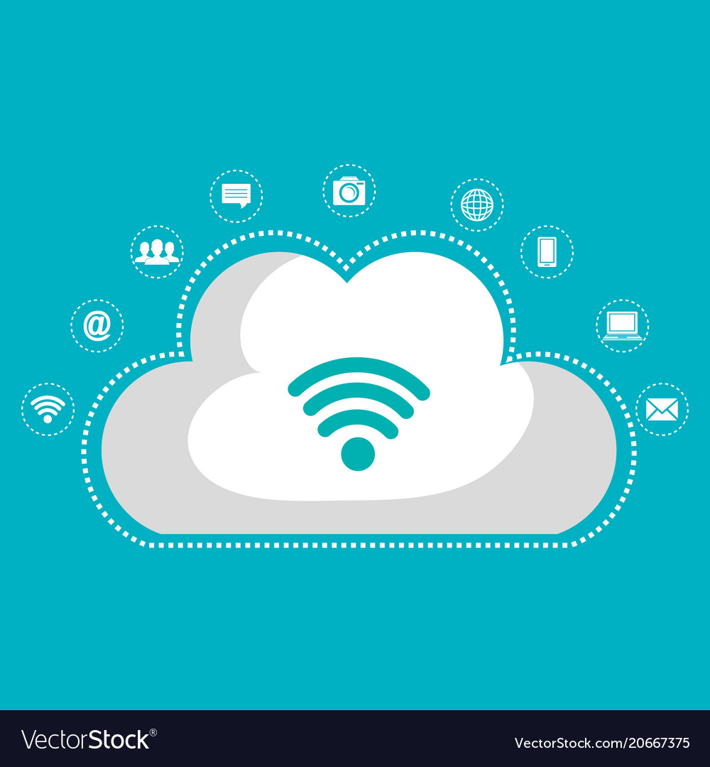 Cloud computing with wifi internet connection Vector Image Cloud computing with wifi internet connection