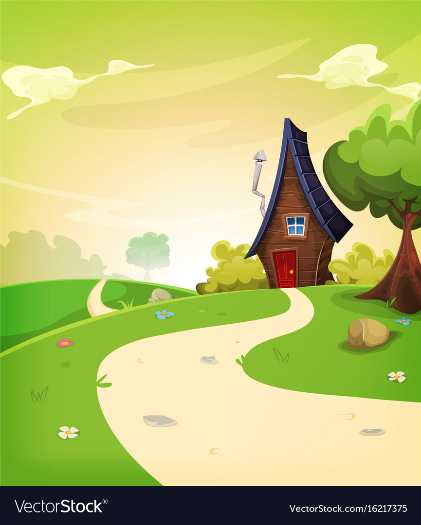 Fairy house inside spring landscape Royalty Free Vector