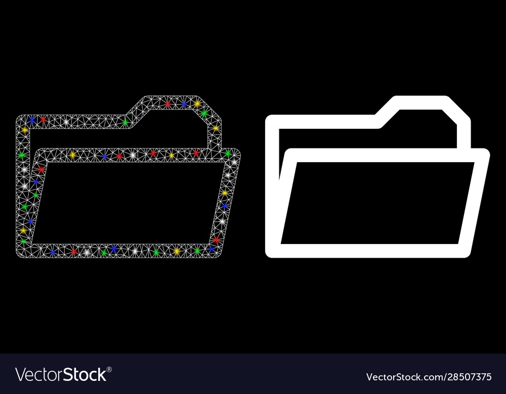 Flare mesh carcass open folder icon with vector image Flare mesh carcass open folder icon with