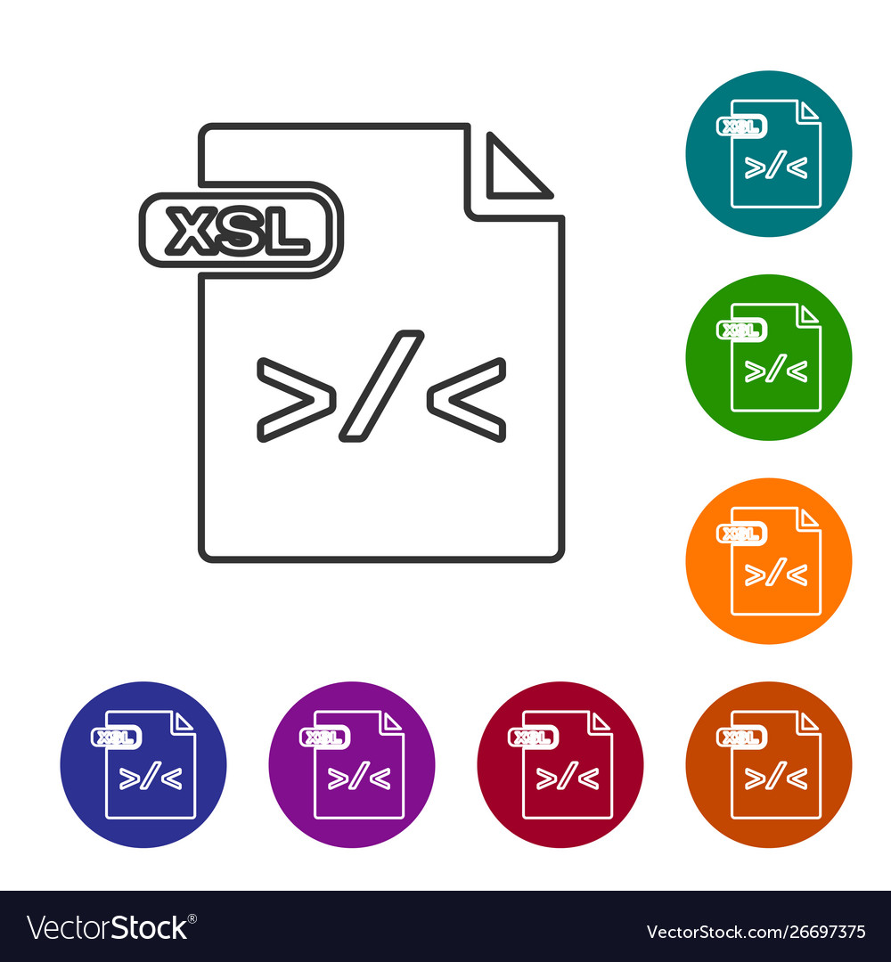Grey line xsl file document download button vector image Grey line xsl file document download button