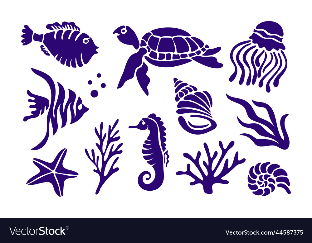 Hand drawn stencil element set Royalty Free Vector Image