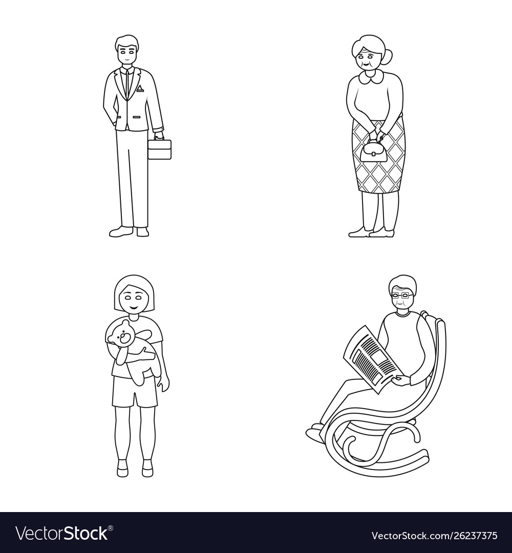 Isolated object happy and character logo set vector image Isolated object happy and character logo set