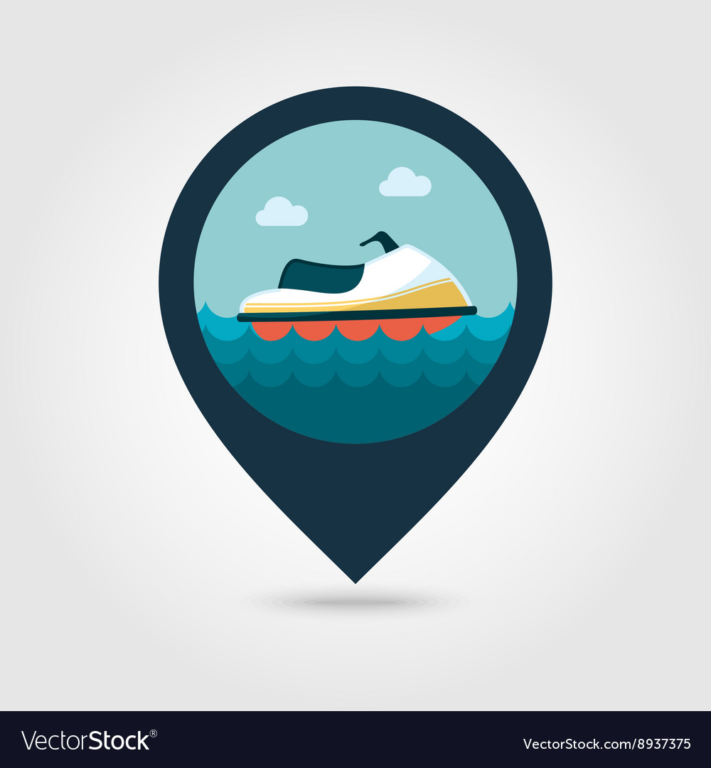 Jet ski pin map icon summer vacation