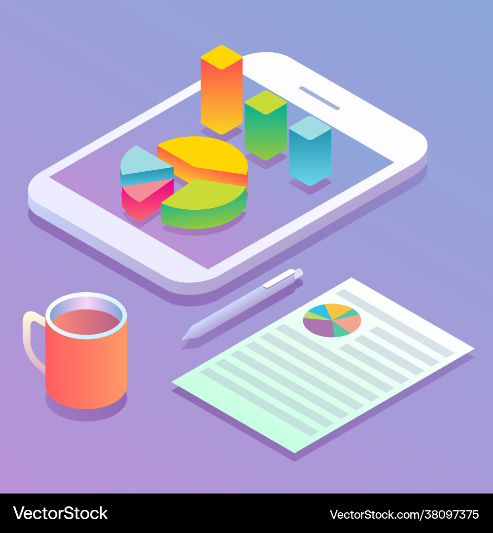 Mobile analytics concept flat Royalty Free Vector Image
