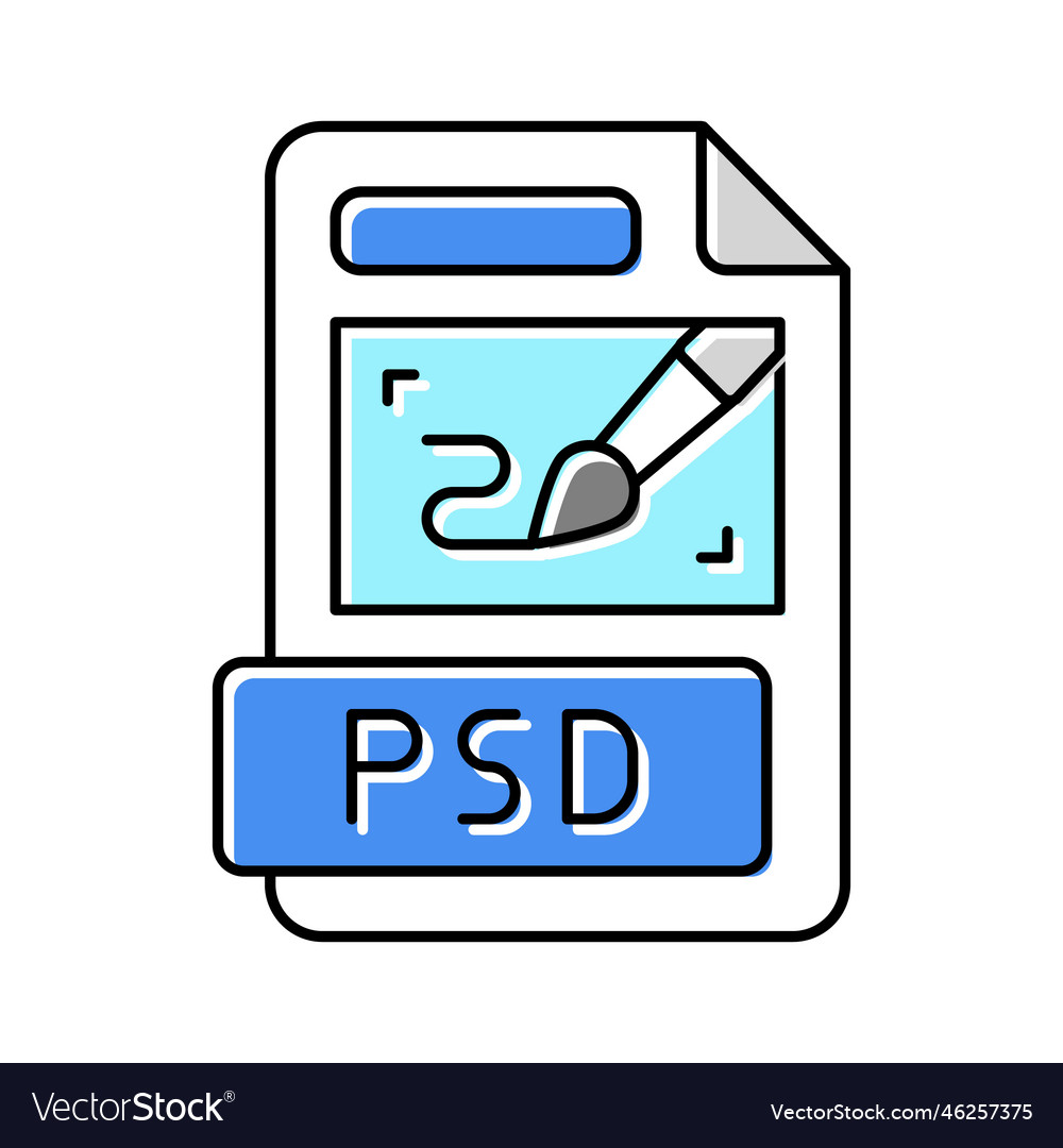 Psd file format document color icon vector image Psd file format document color icon
